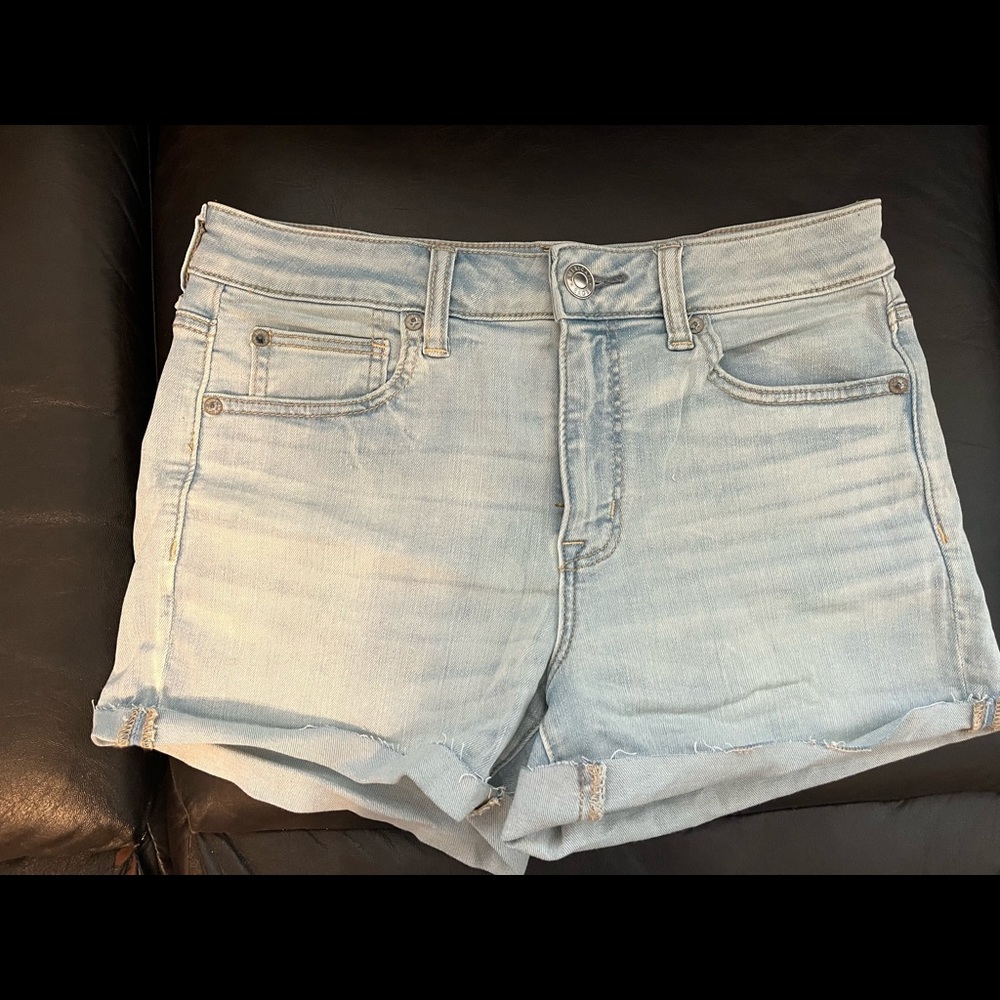 Light wash American Eagle jean shorts.